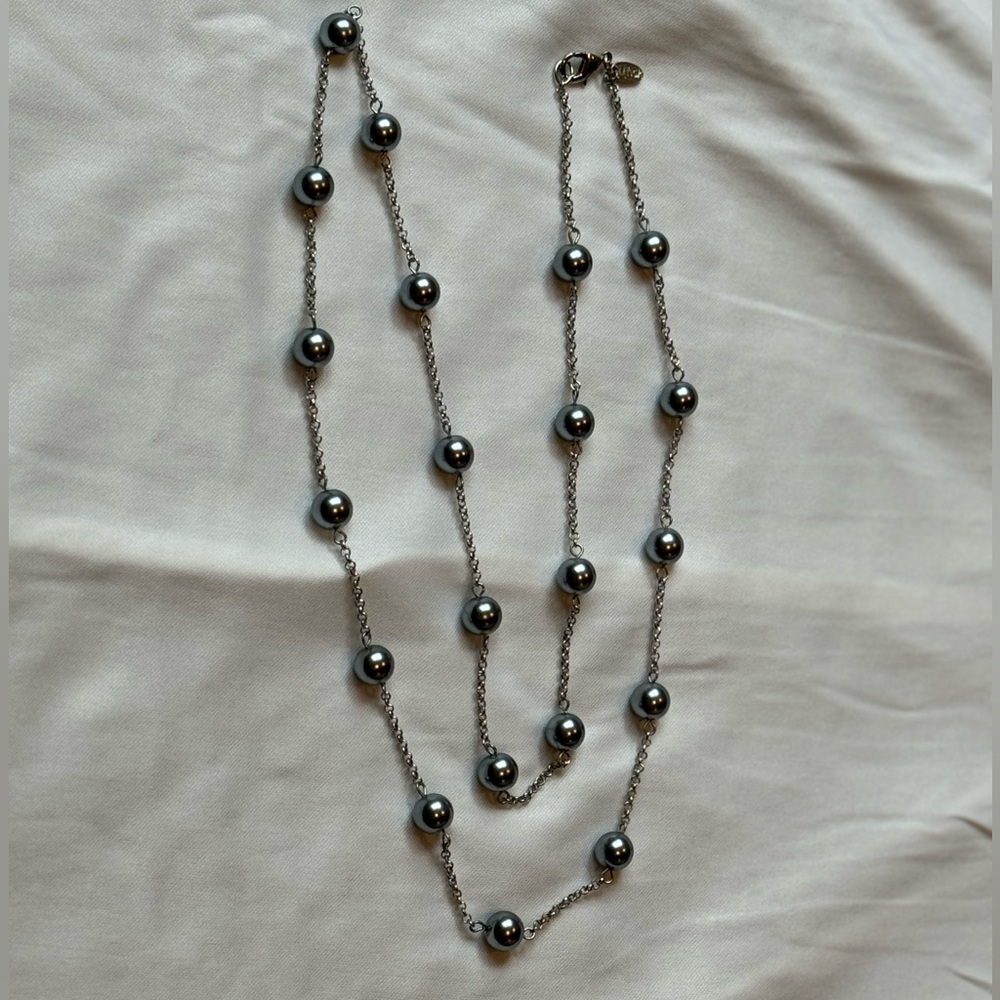 Long Silver Studded Necklace - Picture 11 of 11